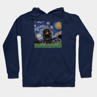 Starry Night (Van Gogh) Adapted to Feature a Long Haired Dachshund Hoodie